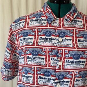 PacSun Budweiser collab Men's Graphic button down Shirt size M